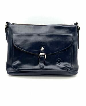 Patricia Nash Navy/Silver Buckle Leather AS IS Designer Crossbody